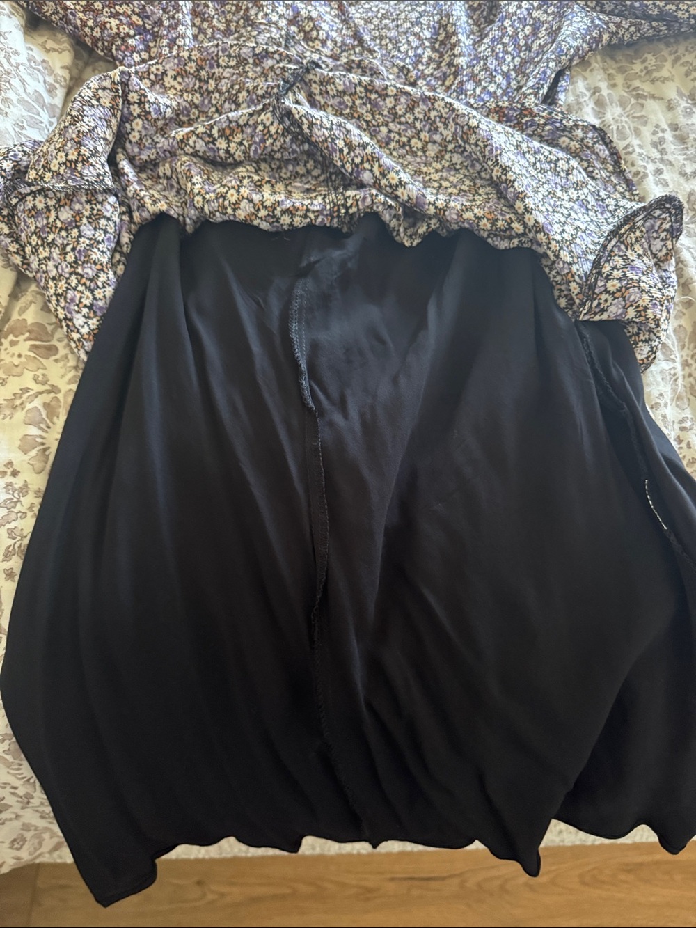 Zara Purple Floral V-Neck Long Sleeve Mini Dress - Picture 12 of 13